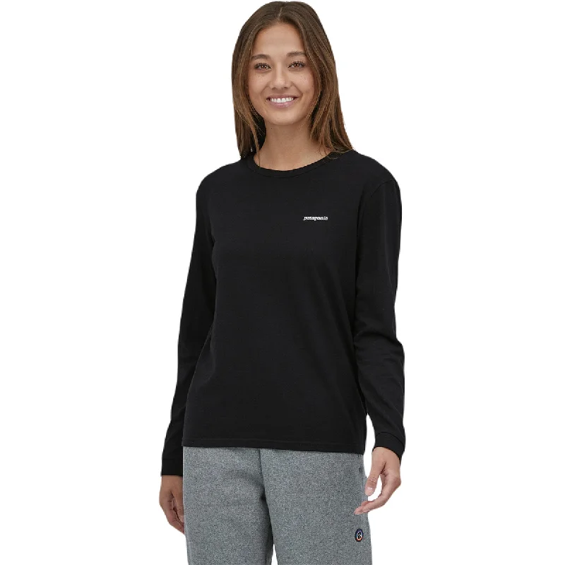 Patagonia Women's Black Long-Sleeved P-6 Logo Responsibili-Tee