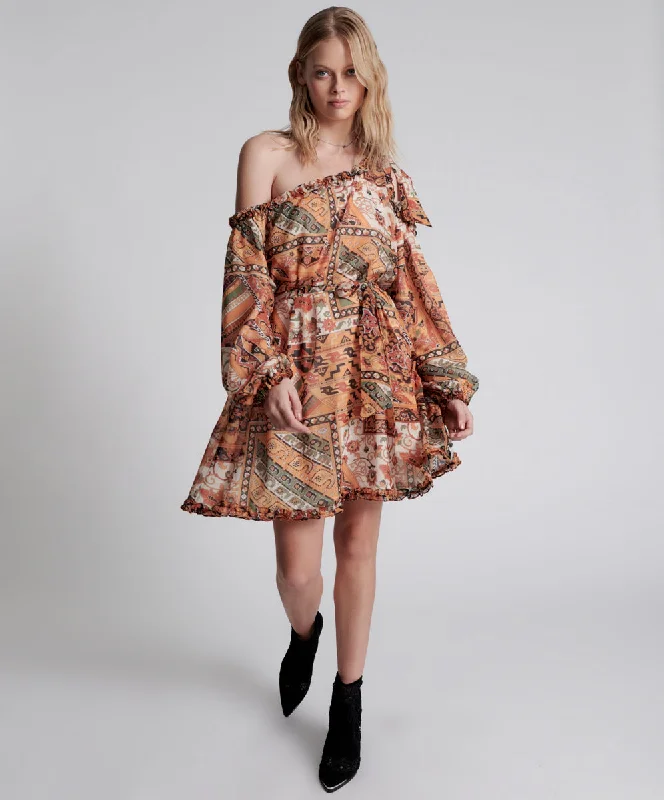 BAZAAR PAISLEY ONE SHOULDER DRESS