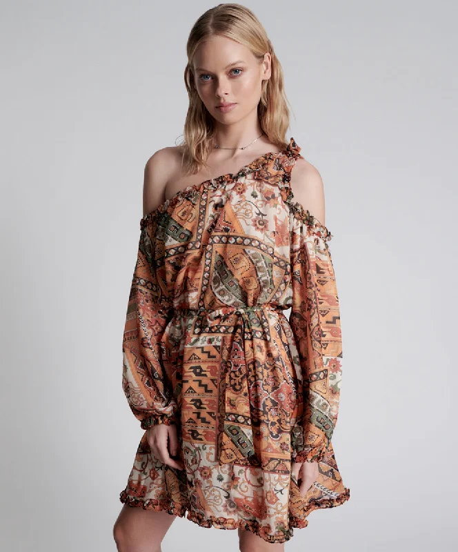 BAZAAR PAISLEY ONE SHOULDER DRESS