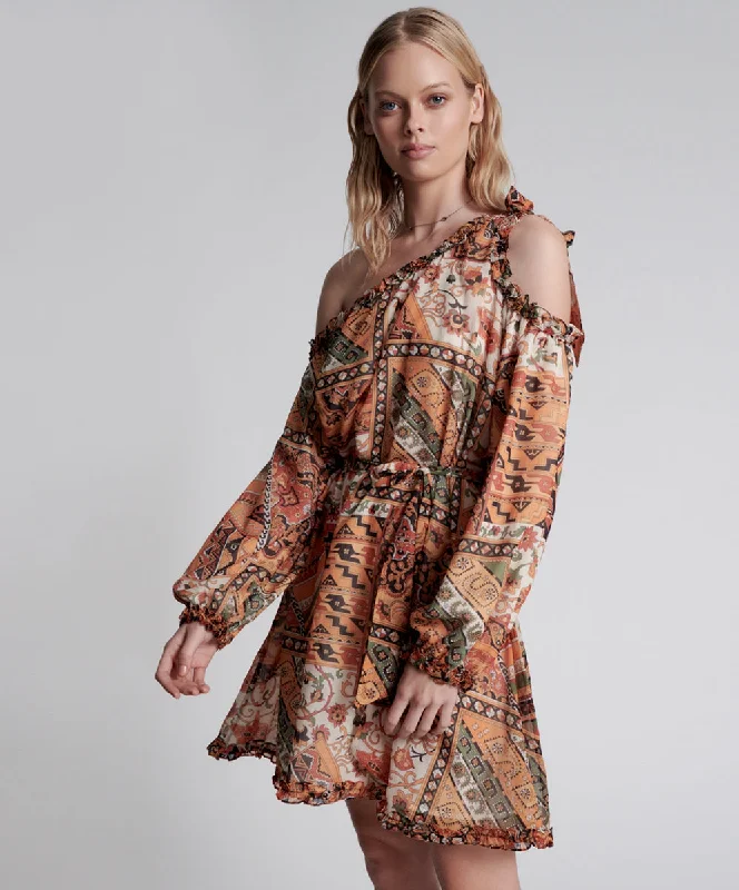 BAZAAR PAISLEY ONE SHOULDER DRESS