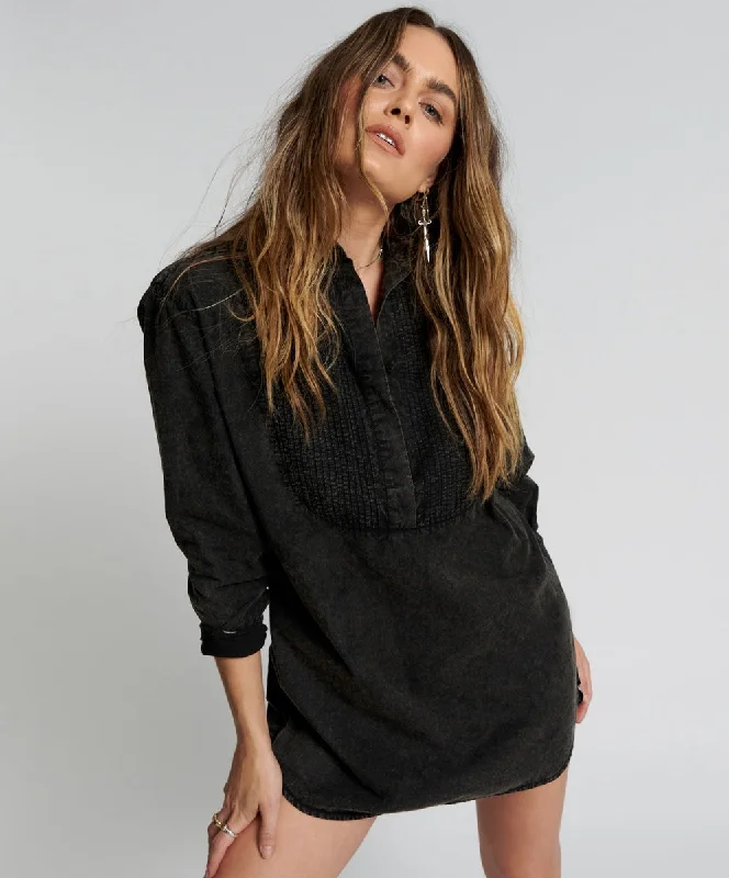 BLACKOUT TUXEDO SHIRT DRESS