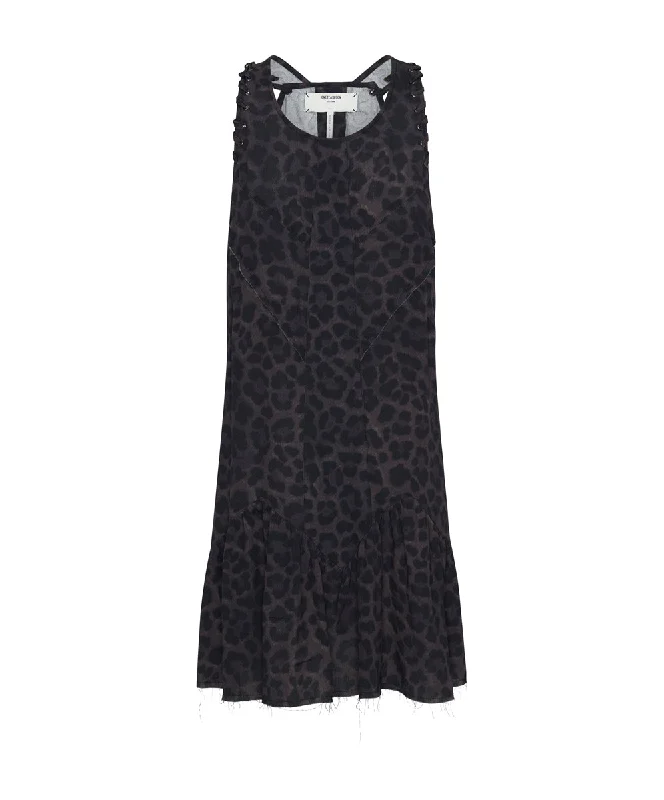 DARK LEOPARD TIERED DRESS