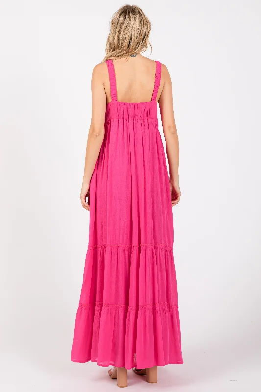 Fuchsia Tiered Maxi Dress