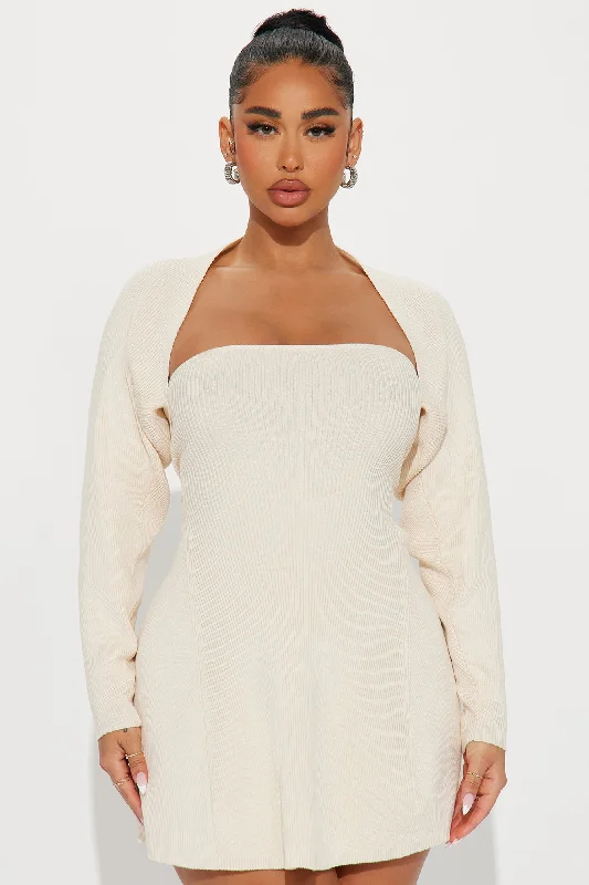 Kara Sweater Mini Dress Set - Cream