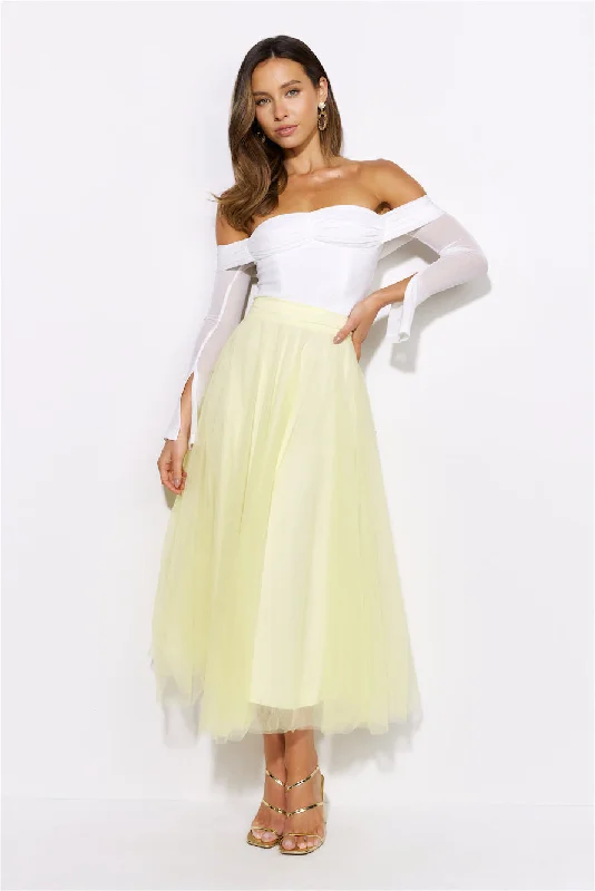 Keeping It Smart Midi Skirt Yellow