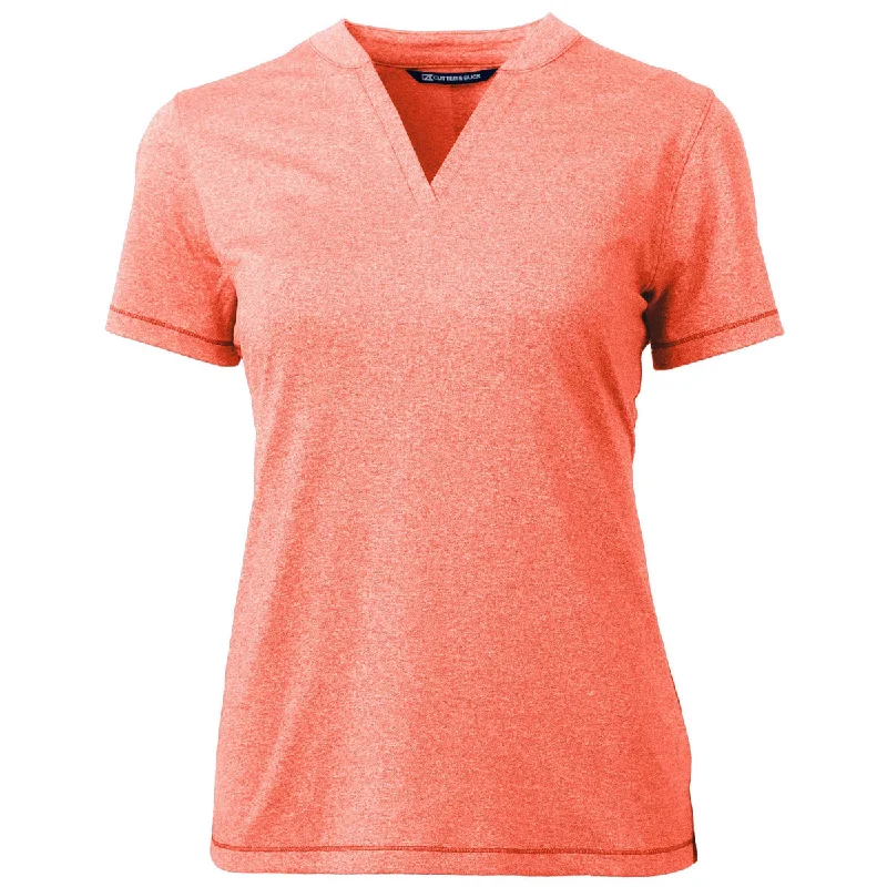 Cutter & Buck Women's College Orange Heather Forge Heathered Stretch Blade Top