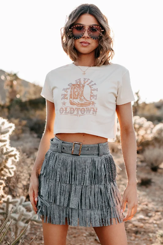 ""Nashville Oldtown"" Cropped Graphic Tee (Bone) - Print On Demand