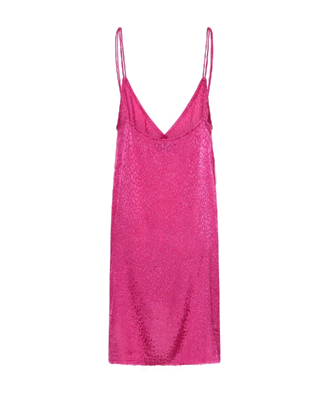 SHOCKING PINK JACQUARD SLIP DRESS