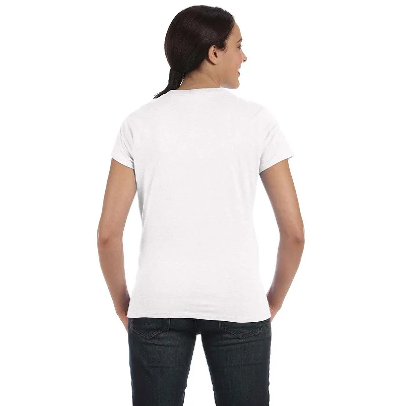 Hanes Women's White 4.5 oz. 100% Ringspun Cotton nano-T T-Shirt