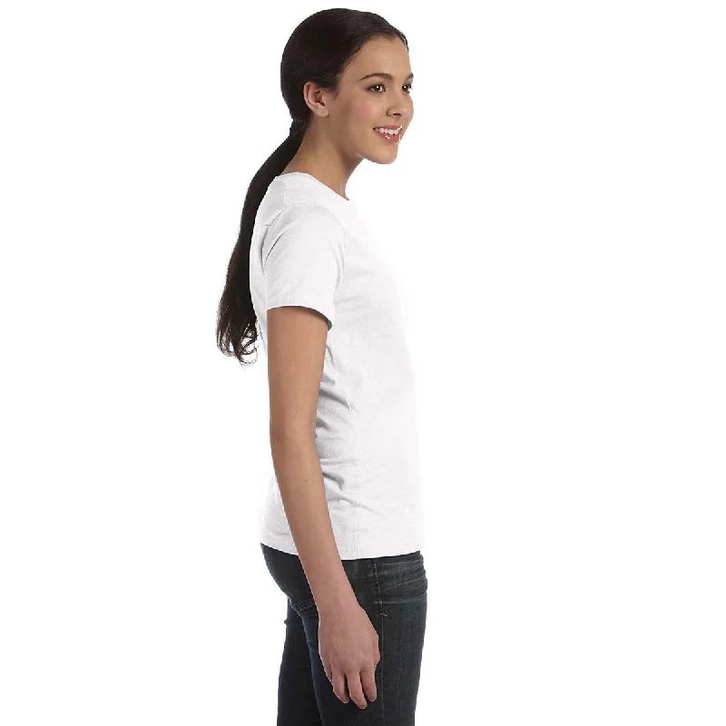 Hanes Women's White 4.5 oz. 100% Ringspun Cotton nano-T T-Shirt