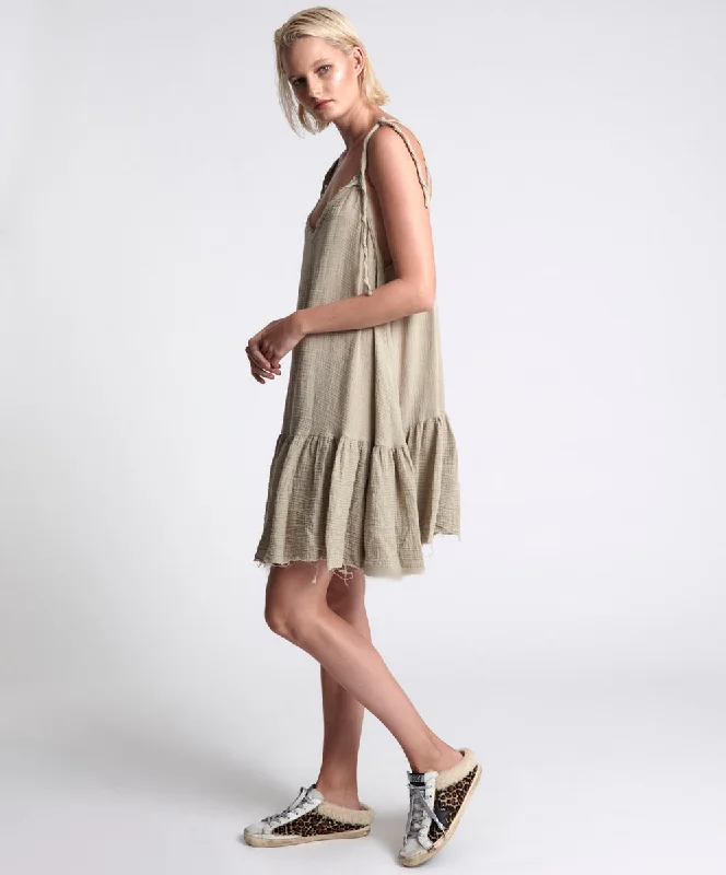 THE ICON STONE MUSLIN DRESS