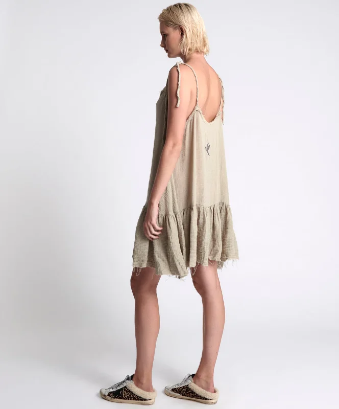 THE ICON STONE MUSLIN DRESS