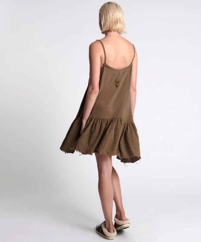 THE ICON WASHED KHAKI MUSLIN DRESS