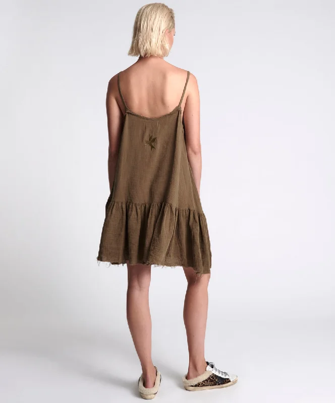 THE ICON WASHED KHAKI MUSLIN DRESS