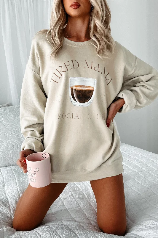 ""Tired Mama"" Graphic Sweatshirt (Sand)