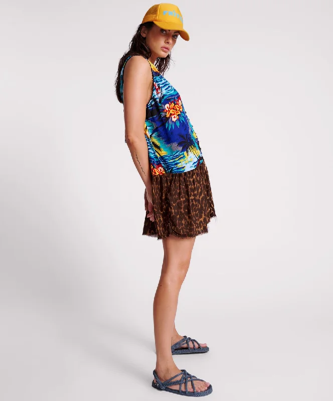 UTOPIA LEOPARD PRINT HAWAIIAN POP OVER DRESS