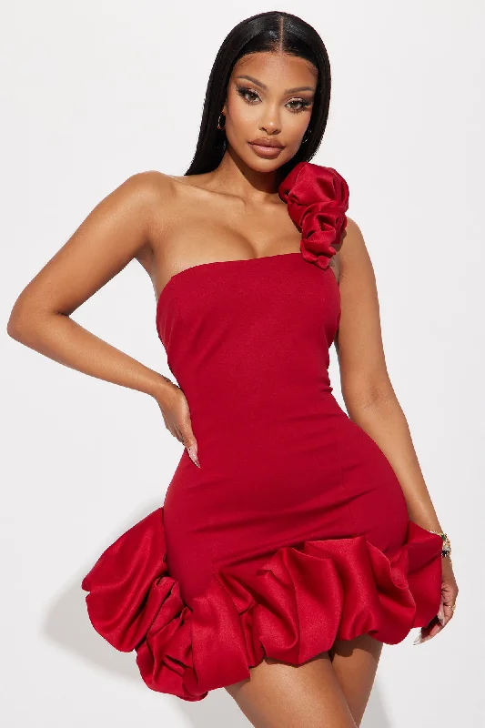 Wilma Ruffle Mini Dress - Red