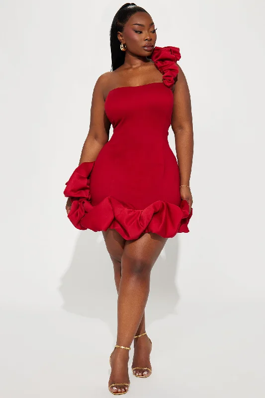 Wilma Ruffle Mini Dress - Red