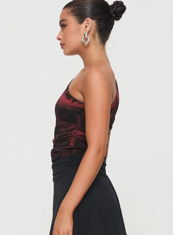 Annem One Shoulder Top Black / Red