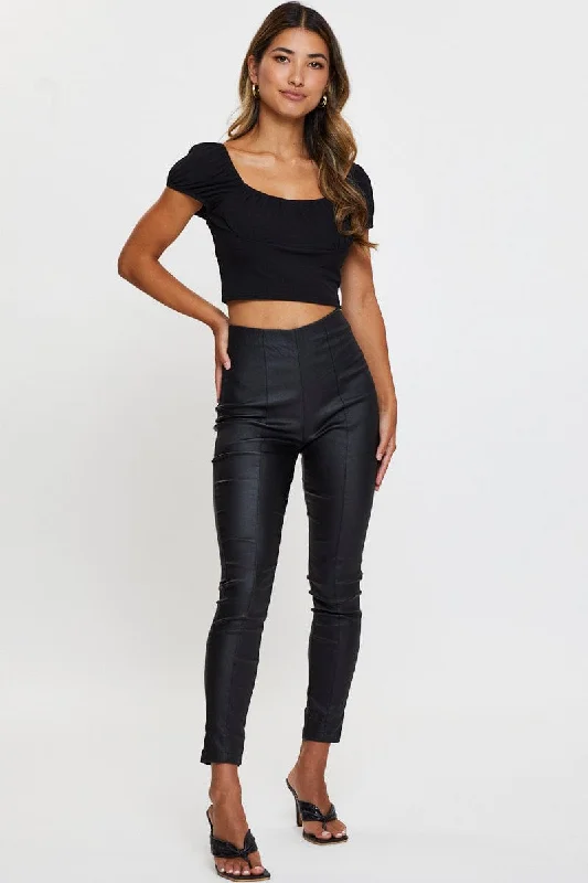 Black Crop Top Off Shoulder