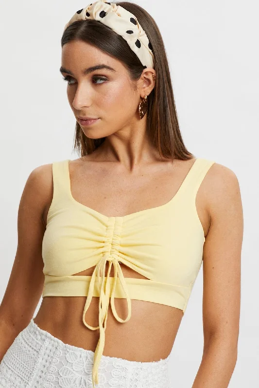 Light Must Drawstring Cut Out Rib Crop Top