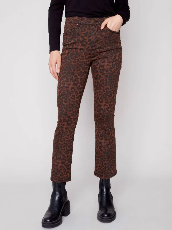 Bootleg Stretch Printed Twill Pant In Cheetah Leopard