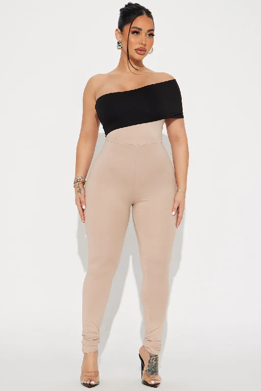 Catch A Ride Jumpsuit  - Taupe/combo