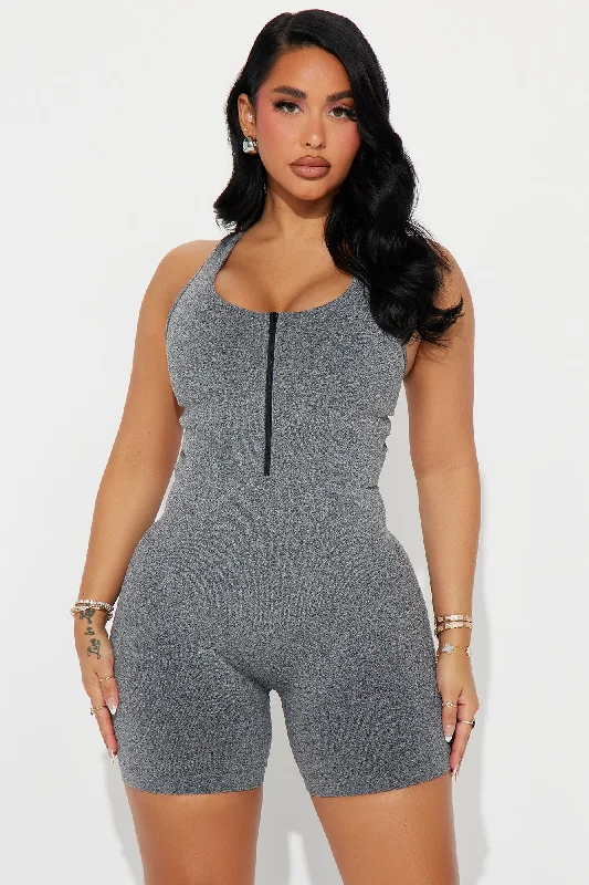 Circuit Training Active Romper - Heather Grey