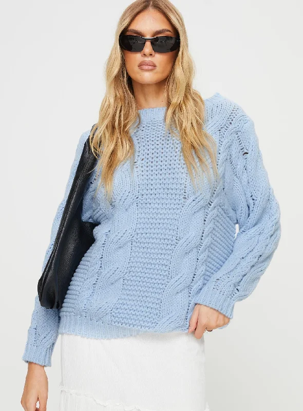 Ellison Cable Knit Sweater Light Blue