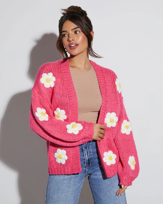 Fallen Daisy Oversized Knit Cardigan