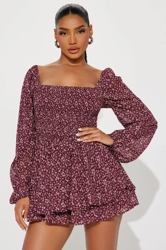 Get Along Together Romper - Burgundy