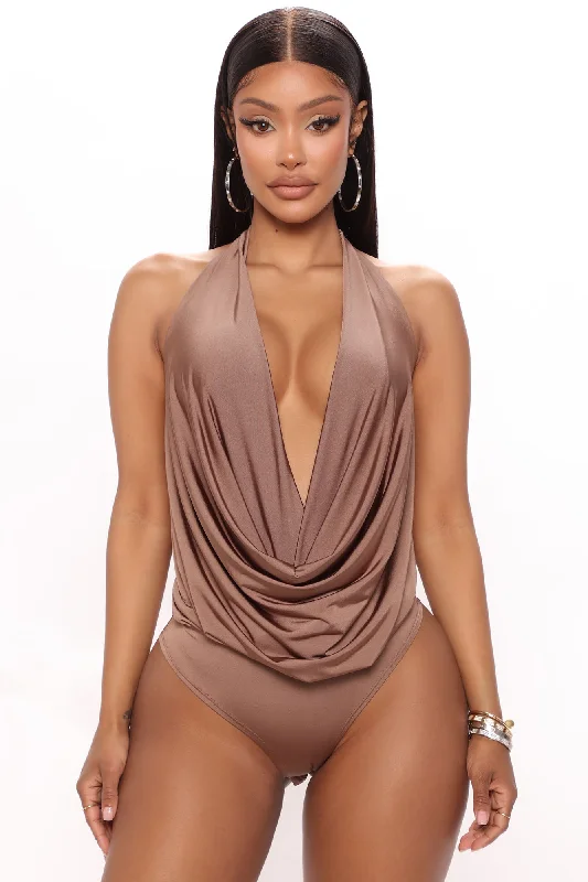 Jazmyn Cowl Neck Bodysuit - Mocha