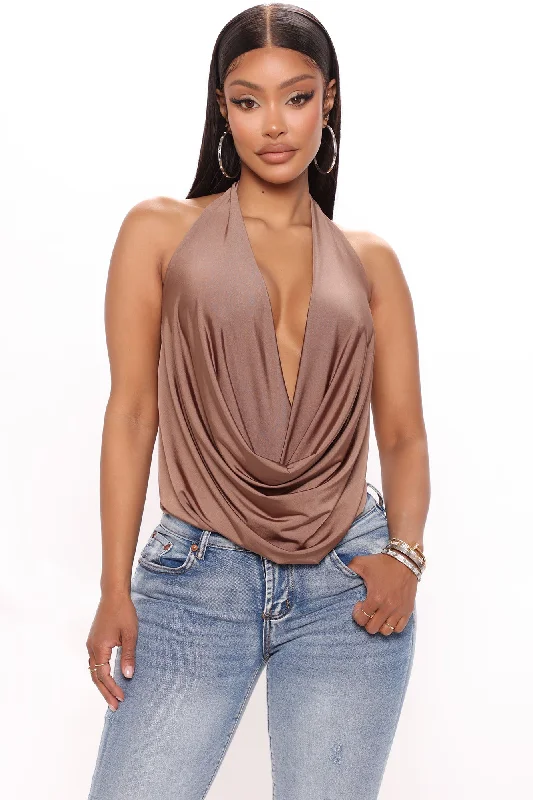 Jazmyn Cowl Neck Bodysuit - Mocha