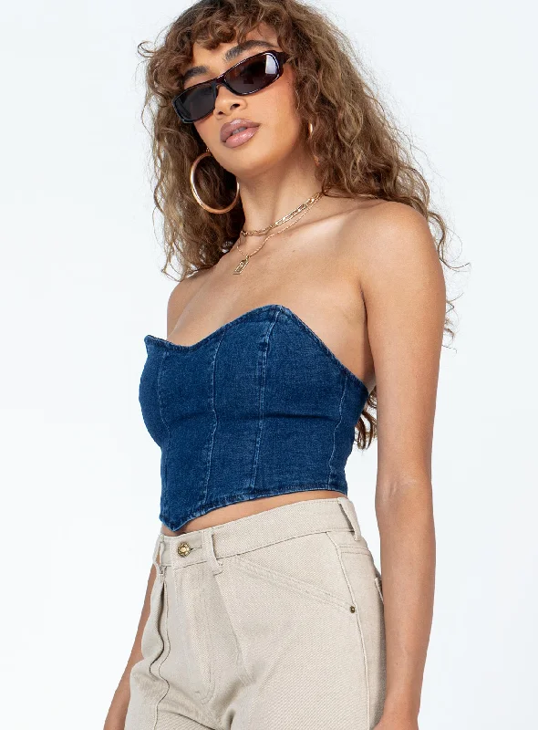 Jessica Bustier Blue Denim