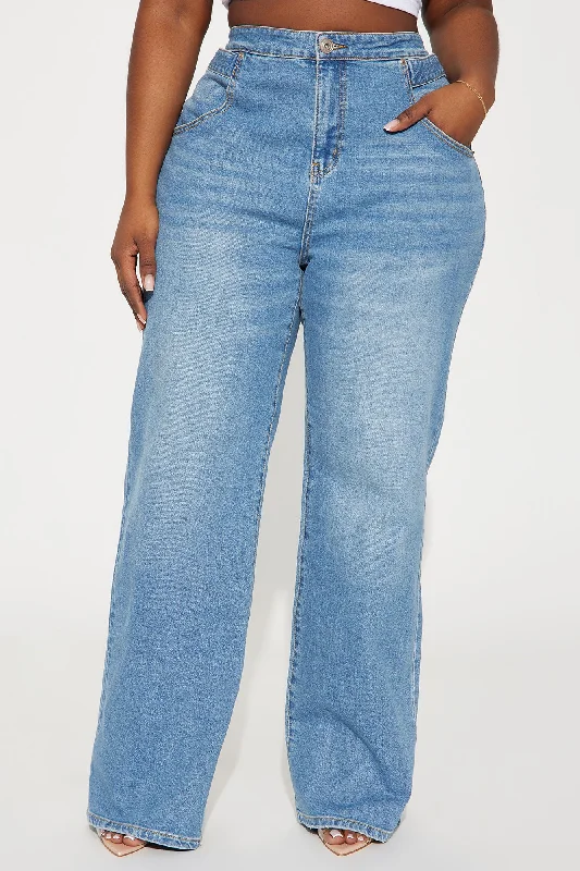 Kimora Adjustable Waist Baggy Jeans - Light Wash