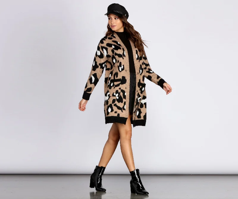 Long-Line Leopard Cardigan