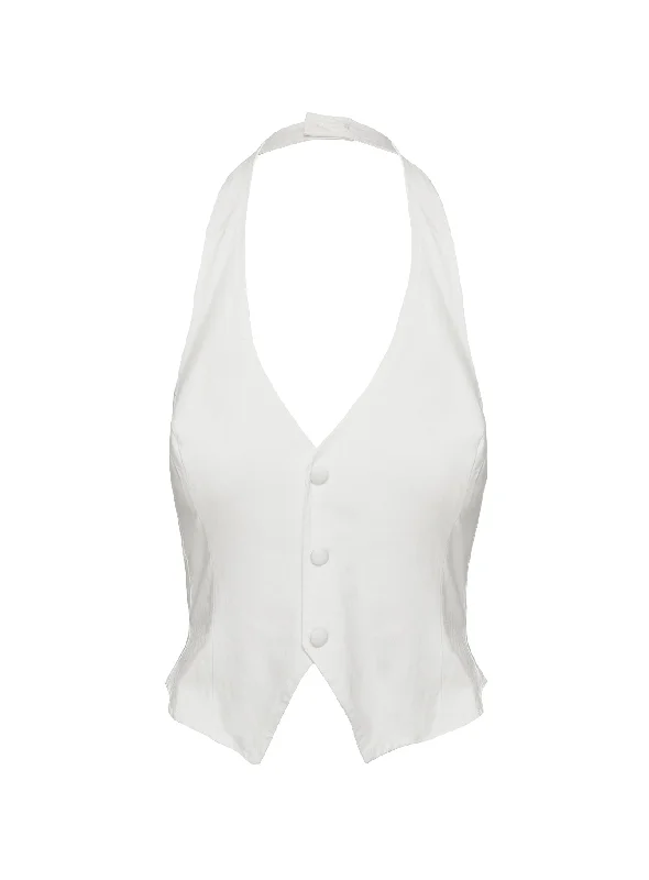 Mccarthie Halter Vest Top White