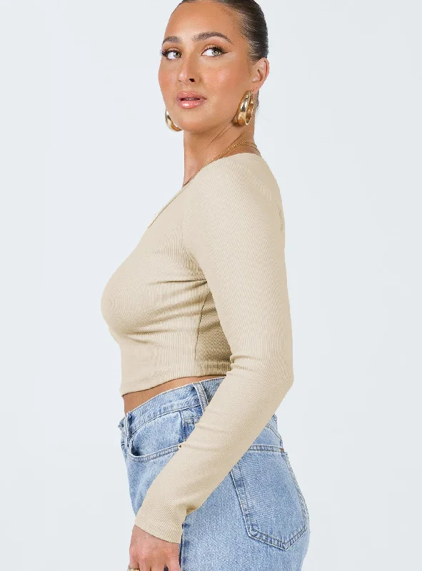 Laurina Long Sleeve Top Beige