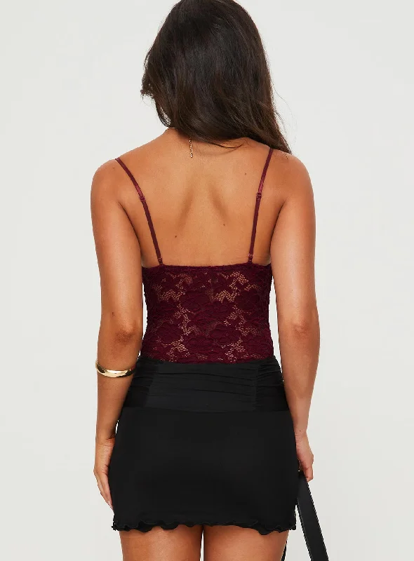 Pennard Lace Bodysuit Wine