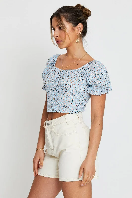 Print Crop Top Short Sleeve