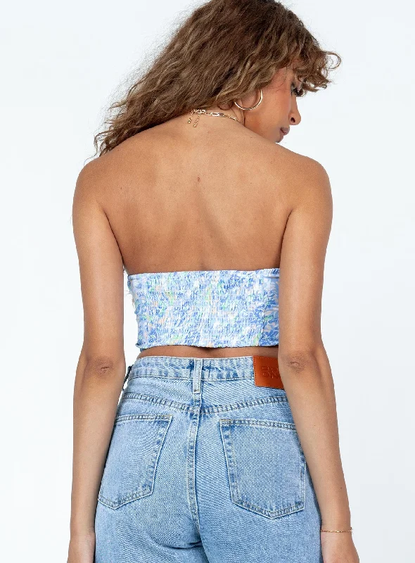 Saddlers Strapless Top Blue