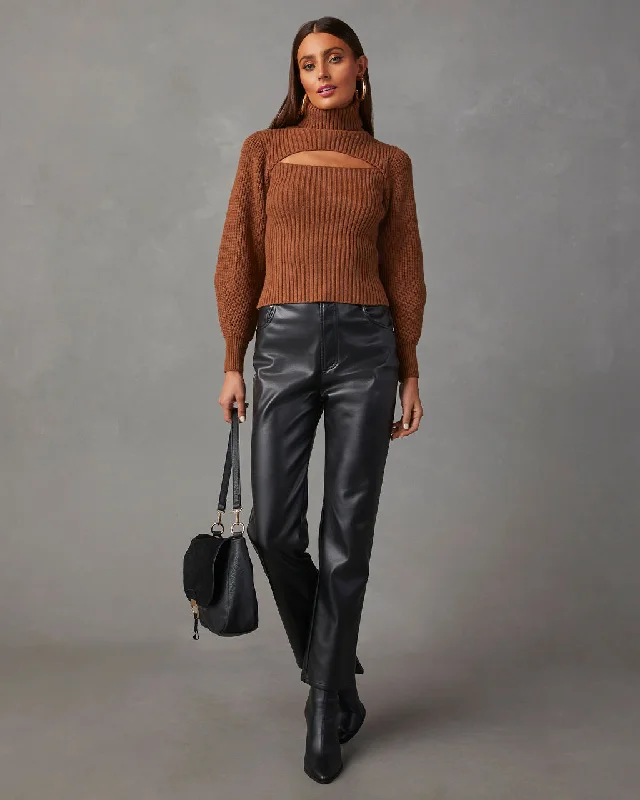 Taking Risks Knit Cutout Turtleneck Sweater