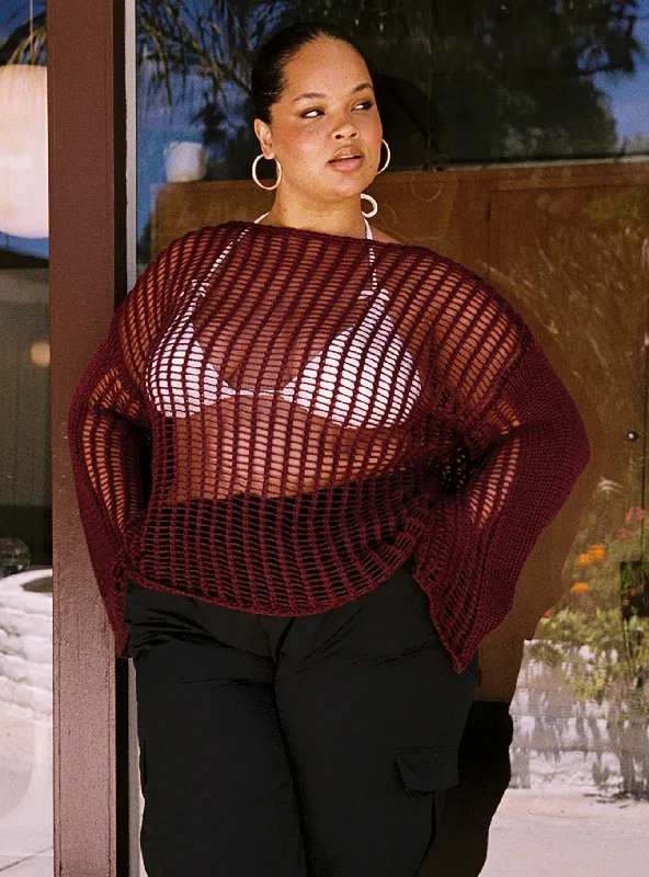 The Kennedy Sweater Burgundy Curve