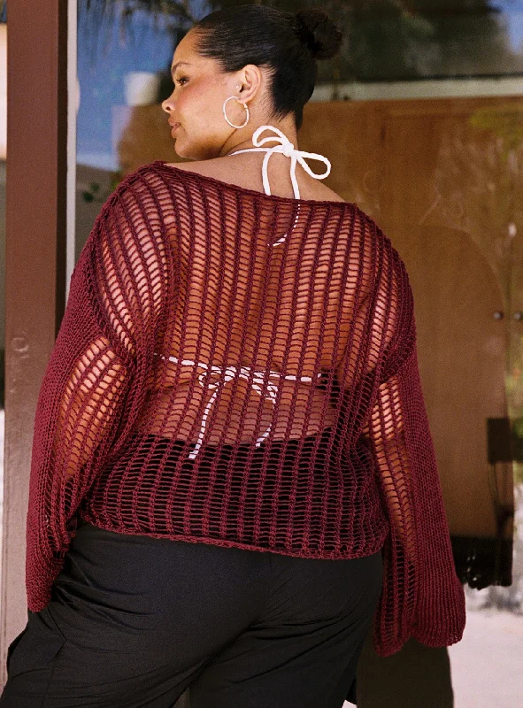 The Kennedy Sweater Burgundy Curve