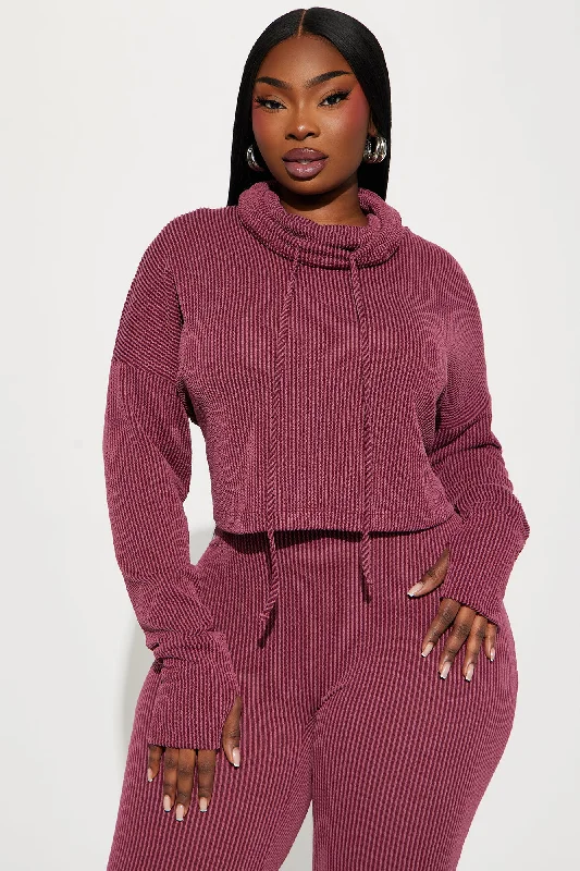 Thinking It Over 2 Piece Jumpsuit Set - Wine