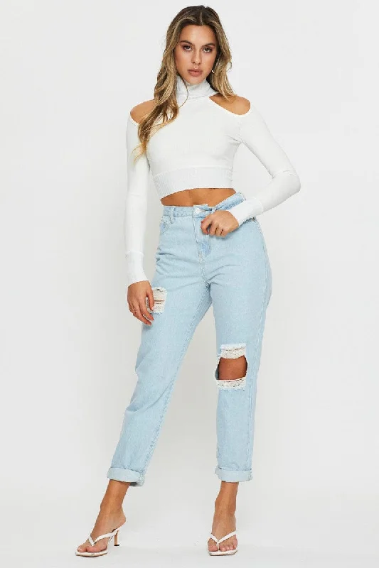 White Crop Top Long Sleeve