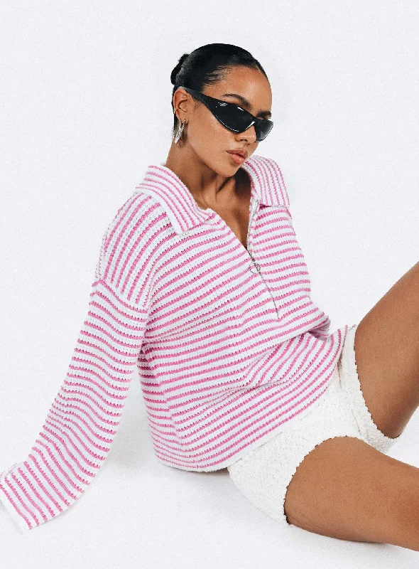 Willbar Oversized Sweater Pink / White