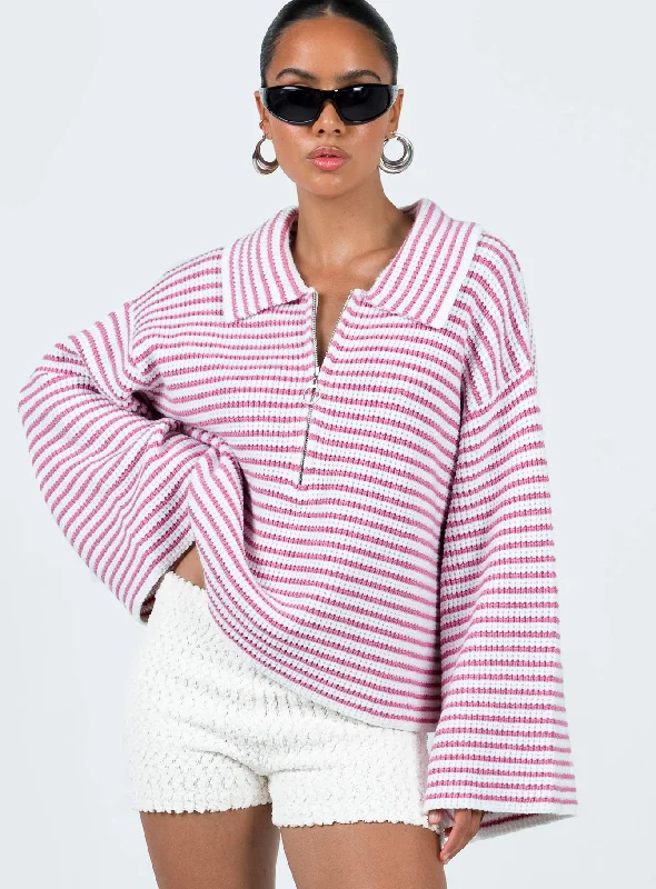 Willbar Oversized Sweater Pink / White