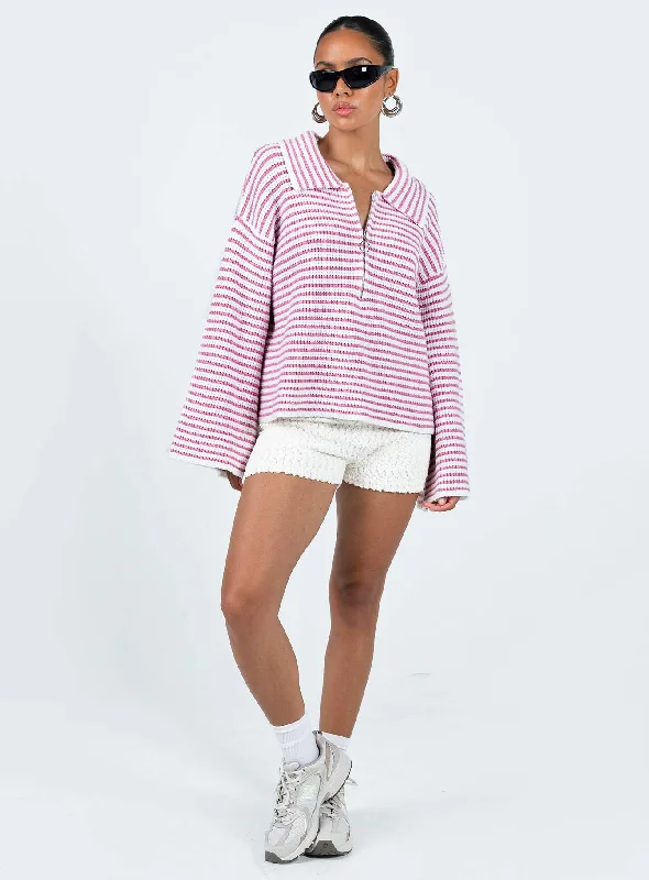 Willbar Oversized Sweater Pink / White