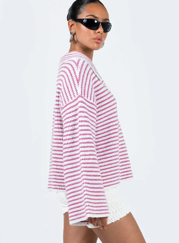 Willbar Oversized Sweater Pink / White